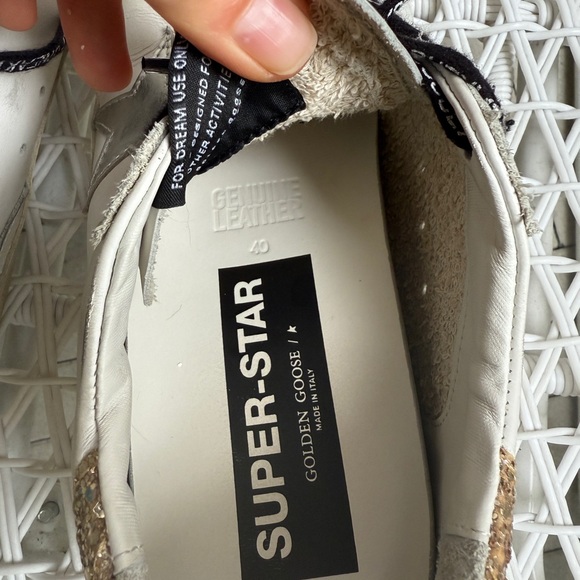 Women's white leather Super-Star with glittery heel tab Size 40 - Picture 11 of 12